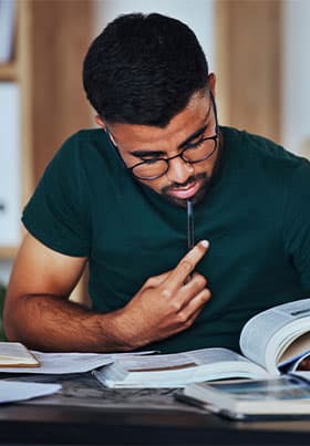 Scholar studying