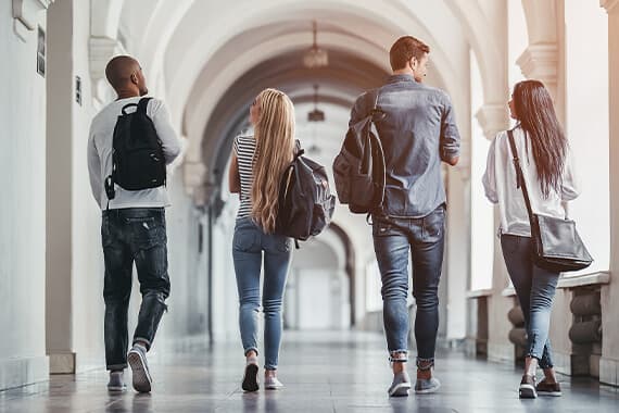 Students walking in hallway